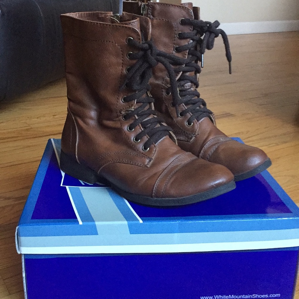 Brown combat boots